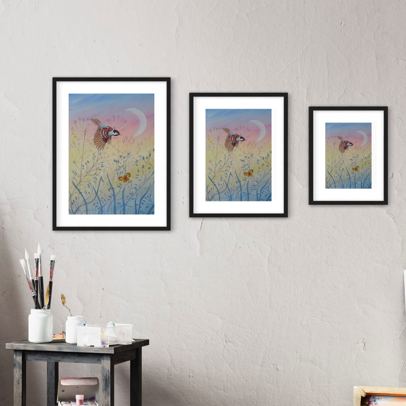 Tree Sparrow and Comma